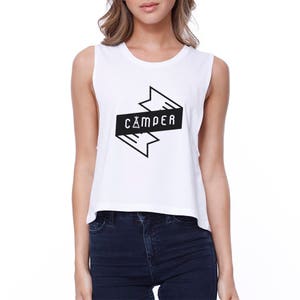 OUTDOOR | Camper White Sleeveless Simple Trendy Stylish Graphic Croptop (JCR125WT)