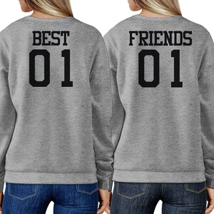 Best 01 And Friend 01 BFF Sweatshirts Friendship Matching Grey Fleece (FSS028)
