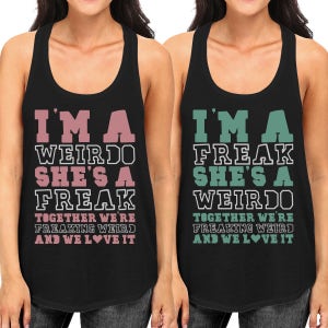 Funny Freak and Weirdo Best Friend-tanktops - Bijpassende BFF-tanktops (FTT014)