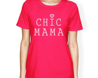 MOM | Chic Mama Womens Short Sleeve Top Unique Design Gift for Her