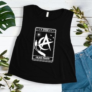 Ateez Schwarzer Pirat Tarot Karte Crop Muskel Damen Top I K-Pop Frauen Crop Muskel Shirt I K-Pop Shirts