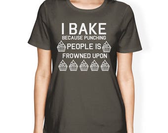 HUMOR | Punching People Is Frowned Upon Women&#39;s Funny T-shirts [JCT234]