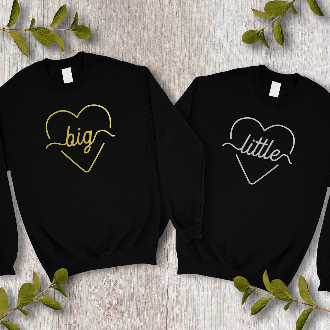 Sweatshirts assortis Grand petit coeur, grande chemise, petite chemise, grandes petites chemises, pulls d'étudiantes sororité, petits grands pulls mol