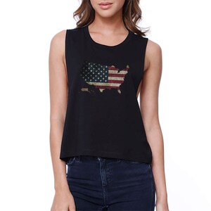 4 TH OF JULY | American Flag Crop Tee (JCR023)
