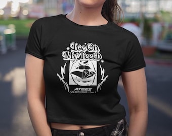 Ateez Ice On My Teeth Graphic Crop Tee I K-pop Crop T-Shirt I K-Pop Crop Top