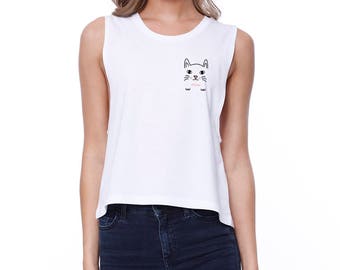 POCKET | Meow Pocket Cat Crop Top Shirt  (JCR045)