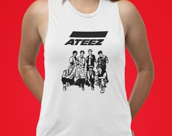 Ateez Members Drawing Muscle Women's Top I K-pop Women Muscle Shirt I K-Pop Shirts