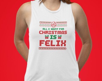 Felix Christmas Muscle Women's Top I K-pop Women Muscle Shirt I K-Pop Shirts