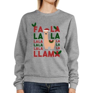 WEIHNACHTEN | Fa La La Llama Weihnachten Graues Sweatshirt [JSS098]
