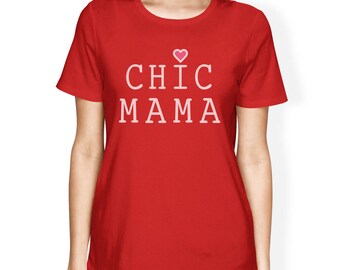 MOM | Chic Mama Womens Short Sleeve Top Unique Design Gift for Her