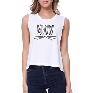 CAT LOVERS | Meow Sleeveless Crop Tee (JCR015)