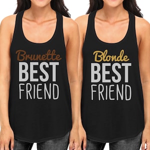Leuke brunette en blonde tanktops voor beste vriend - bijpassende tanktops voor BFF (FTT011)