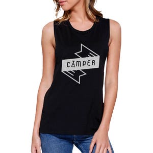 OUTDOOR | Camper Black Sleeveless Simple Cute Trendy Graphic Muscletop (JMS119BK)
