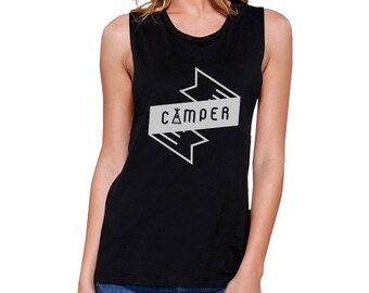 OUTDOOR | Camper Black Sleeveless Simple Cute Trendy Graphic Muscletop (JMS119BK)