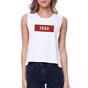 GIRLY | 198X White Sleeveless Simple and Trendy Graphic Croptop  (JCR114WT)