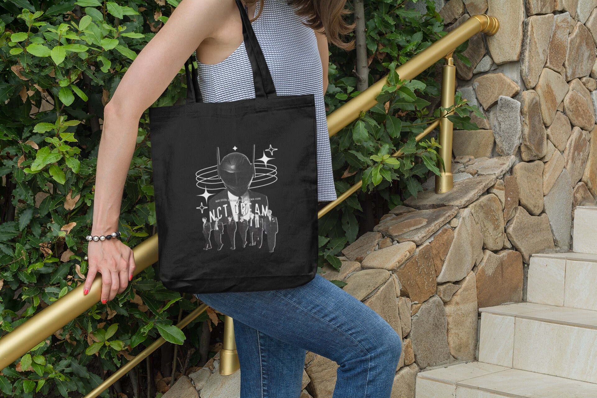 K-POP+アジア NCT DREAM 'Glitch Mode' Tote Bag NCT Dream Glitch Mode Natural/black Canvas Bag K-pop Canvas