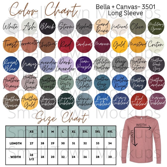 bella canvas 3501 color chart