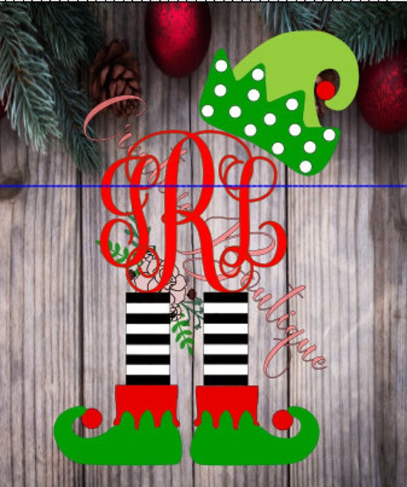 Monogram Christmas Elf Svg Cutting File Cricut Silhouette Etsy