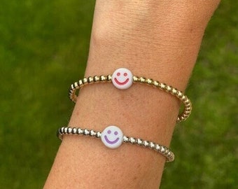 Personalized Smiley Gold and Silver Filled Bracelet
