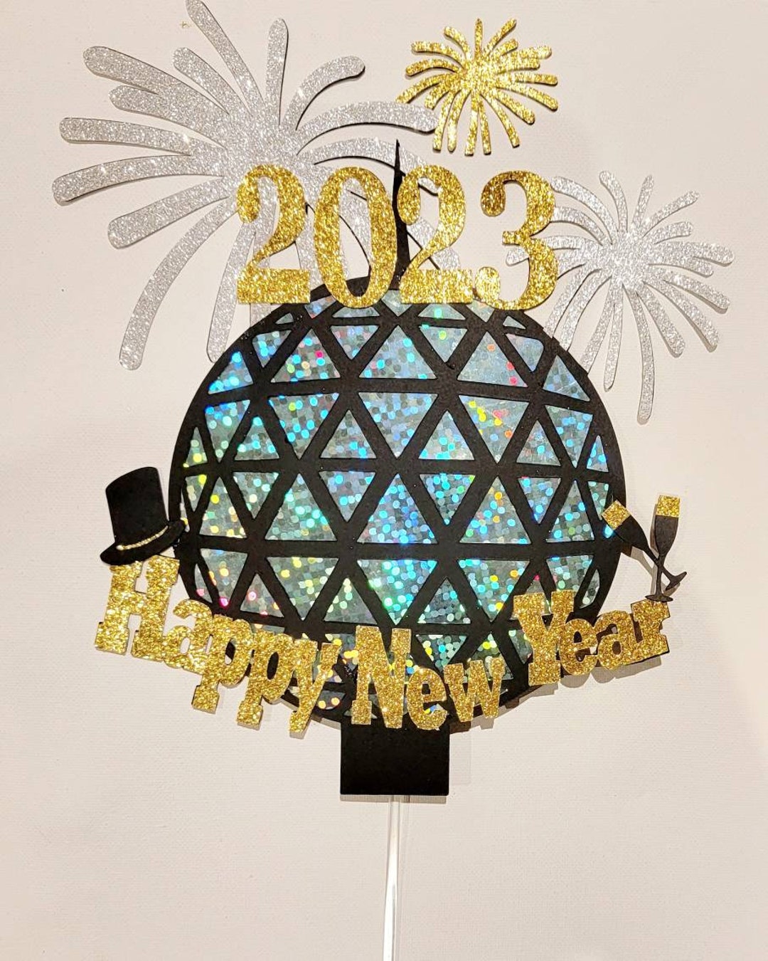 Happy New Years Ball 2024 Cake Topper Happy New Year Cake Etsy