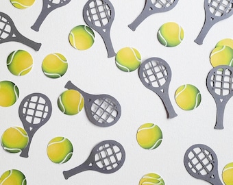 Coriandoli con palline e racchette da tennis, decorazioni per feste a tema tennis, compleanni a tema tennis, decorazioni da tavolo per compleanni a tema tennis