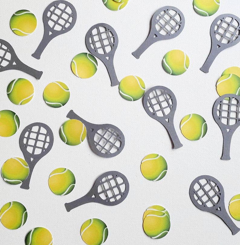 Tennis Ball and Racquet Confetti, Tennis Party Decor, Tennis Themed ...