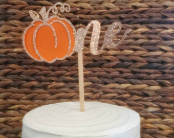 Adorno para tarta de bebé con una calabaza, adorno para cumpleaños de bebé con temática otoñal, decoración para tarta de primer cumpleaños otoñal, adorno rústico para tarta con una calabaza