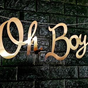 Oh Boy Baby Shower Decoration, Oh Boy Banner, Oh Baby, Gold Baby Shower Decor