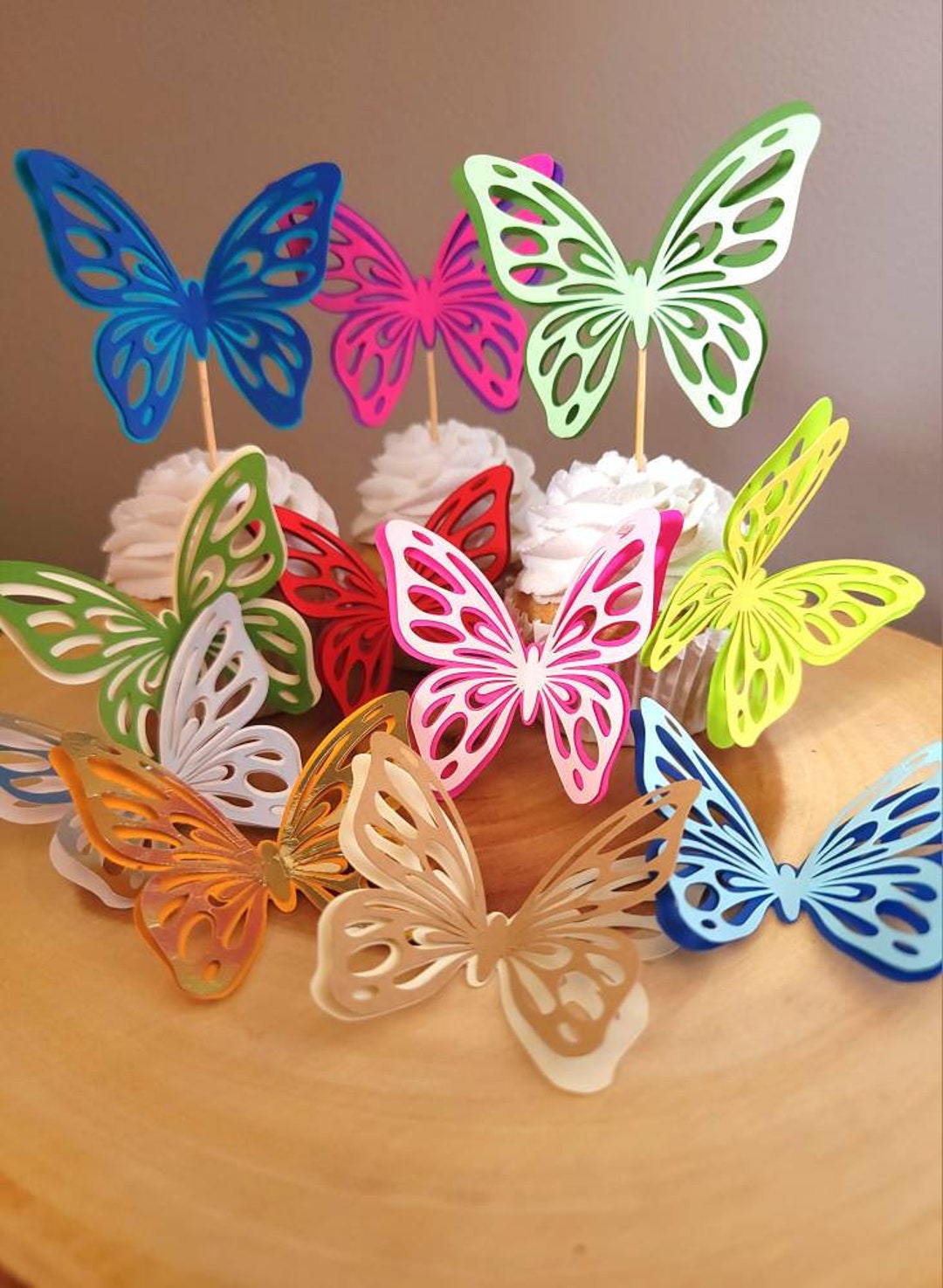 Butterfly Cupcake Topper Decoration 6pc Mix Colors Butterfly Cake