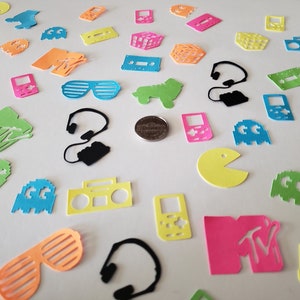 80er Party Confetti / Love The 80er / Old School Party, Throwback Party - Neon Party