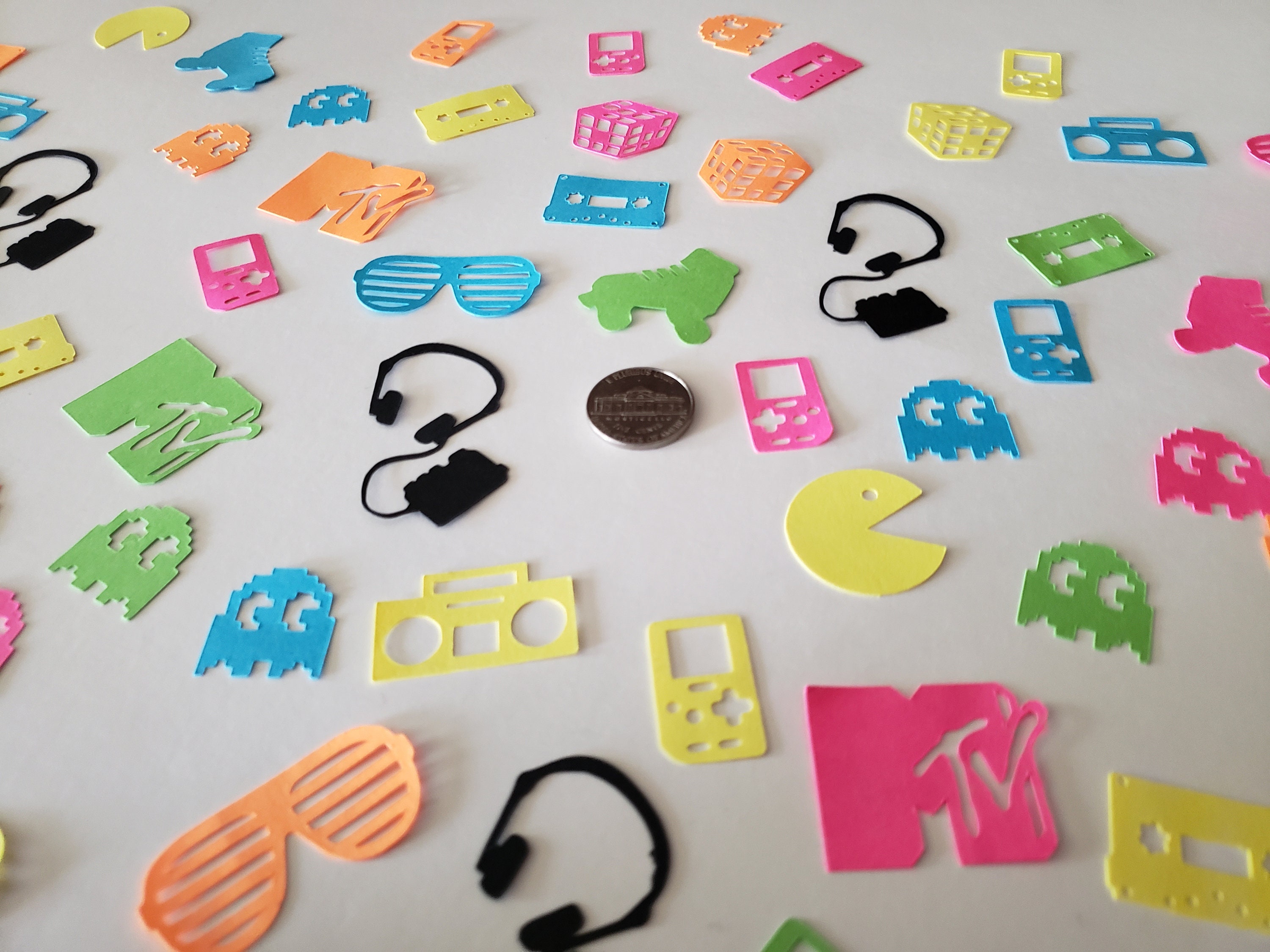 80's Party Confetti/ Love The 80's/ Old School Party, Throwback Party - Neon Party