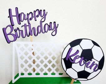 Soccer Cake Topper, Custom Name Birthday Soccer Decoration, Sports Cake Topper, Personalized Birthday Cake Topper, Sports Party Decoration