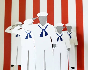 Navy Military Sailor Cupcake Toppers - Military Party Decoration Nautical Theme Decor - Navy Party Decoration, Nautical Themed Party