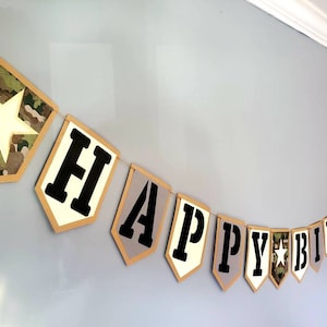 Army Birthday Banner, Military Party Decoration, Camo Decoration Banner, Army Military Birthday Banner, Happy Birthday Military