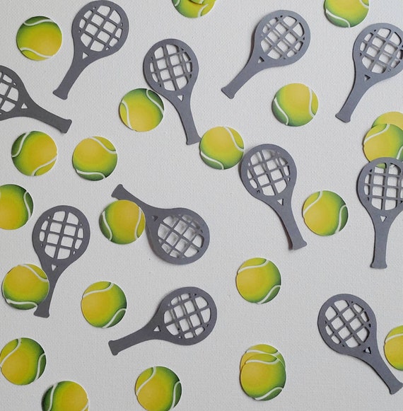 Confettis de balle de tennis et de raquette, décor de fête de tennis,  anniversaire sur le thème du tennis -  France