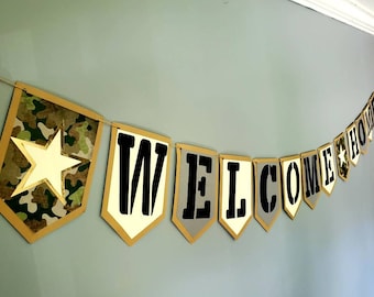 Army Military Welcome Home Banner, Military Homecoming Decor, Military Party Decoration, Camouflage Military Theme, Military Retirement