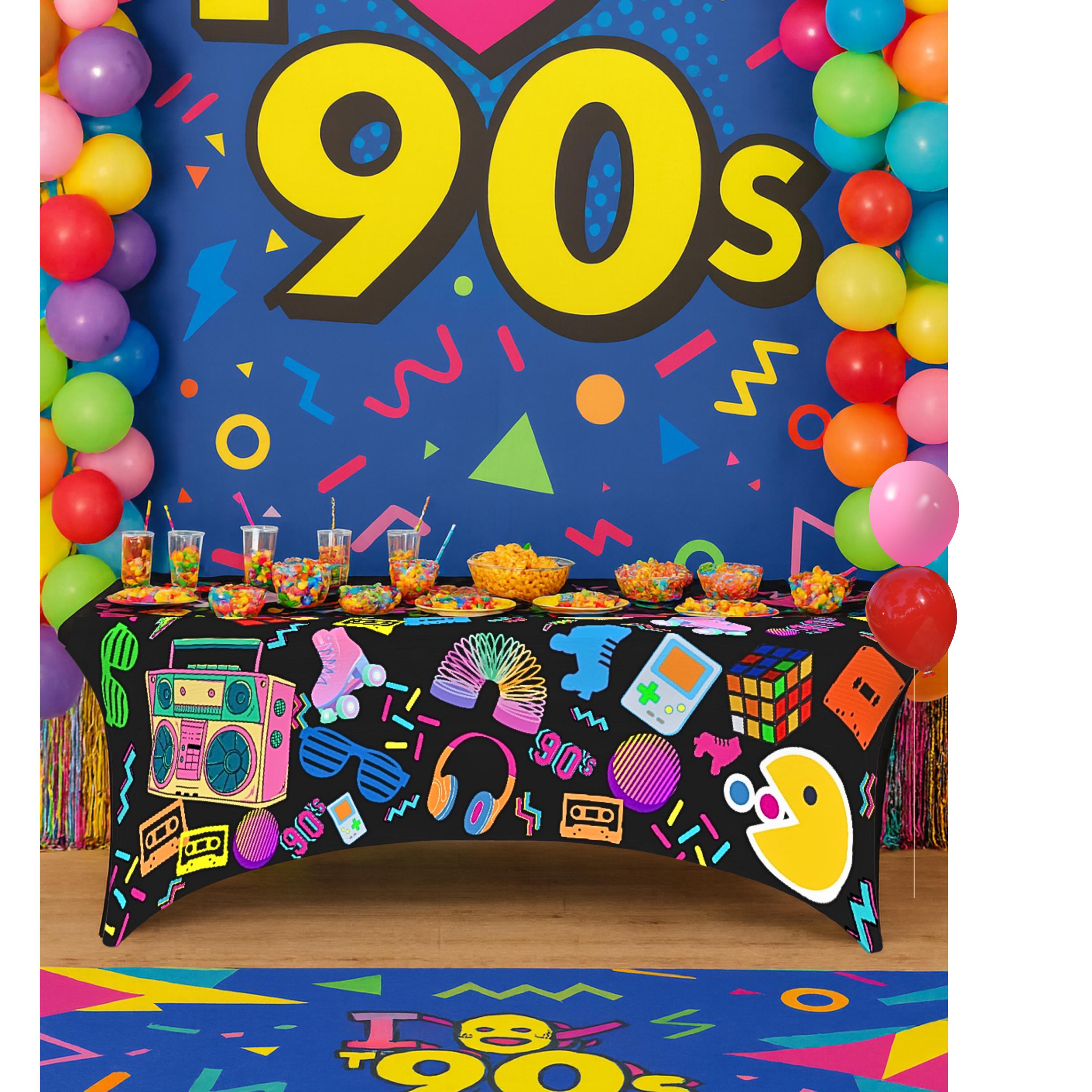 Gersoniel Lot de 9 décorations de fête sur le thème des années 90 en nid d' abeille, décoration de table rétro, hip-hop, accessoires de fête des années 1990 Gersoniel Lot de 9 décorations de fête sur le thème des années 90 en nid d' abeille, décoration de table rétro, hip-hop, accessoires de fête des années 1990