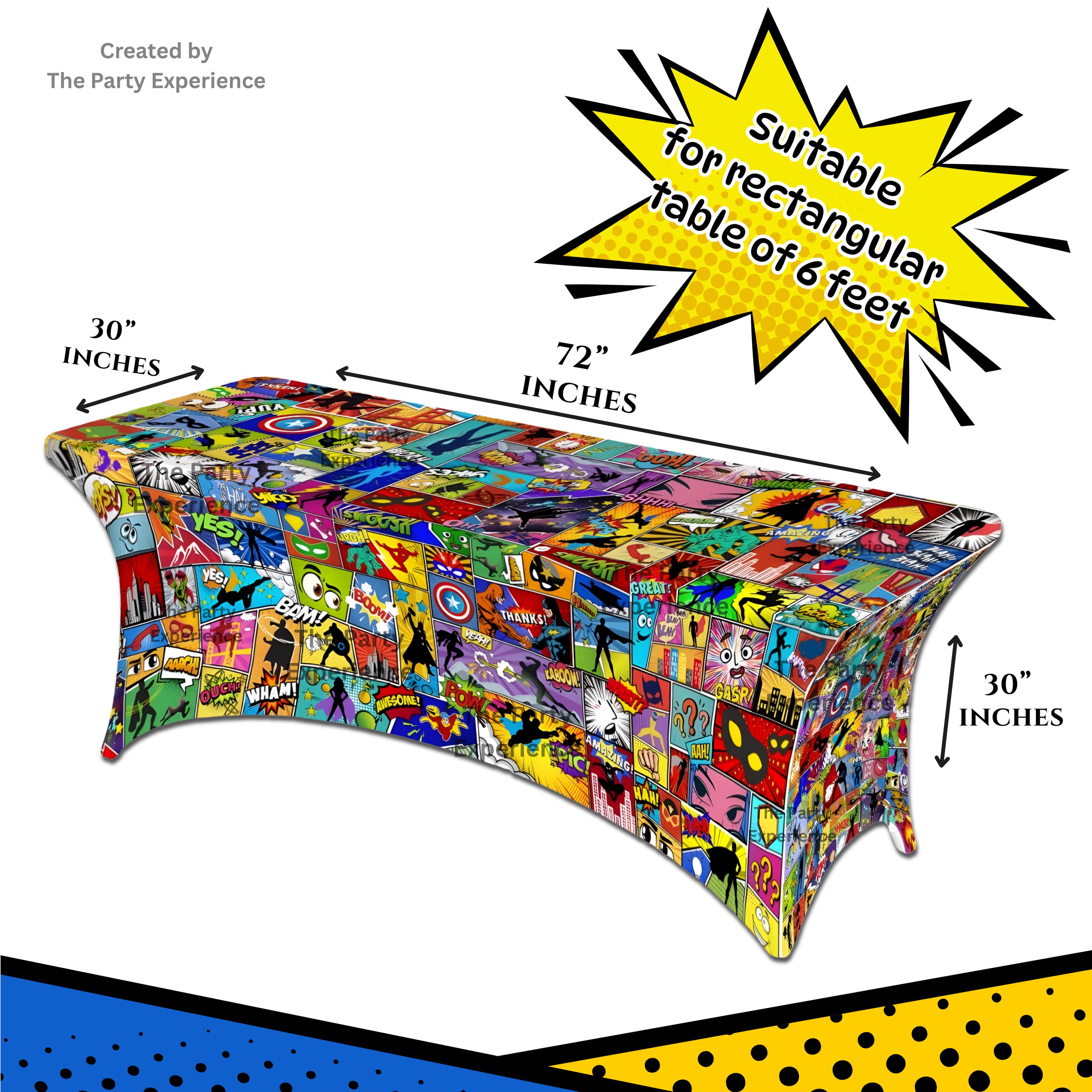 Comic Table Counter Superhero Comic Table Cover – Comic Book Party Tablecloth, Kids ...
