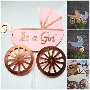 Baby Shower Vintage Carriage Cake Topper, Personalized Baby Shower Centerpiece Decoration, Baby Shower Table Decor