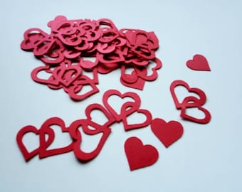 Red Heart Confetti, Romantic Double Heart Confetti, Love Party Decor