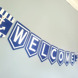 Navy Military Banner Welcome Home,  Nautical Banner Decoration, US Navy Party Decor, Sailor Party, Military Homecoming,
