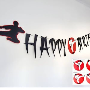 Karate Birthday Party Banner, Martial Arts Birthday Banner Party Decoration, Ninja Party, Taekwondo, Karate, Ninja Warrior Party, Dojo Party