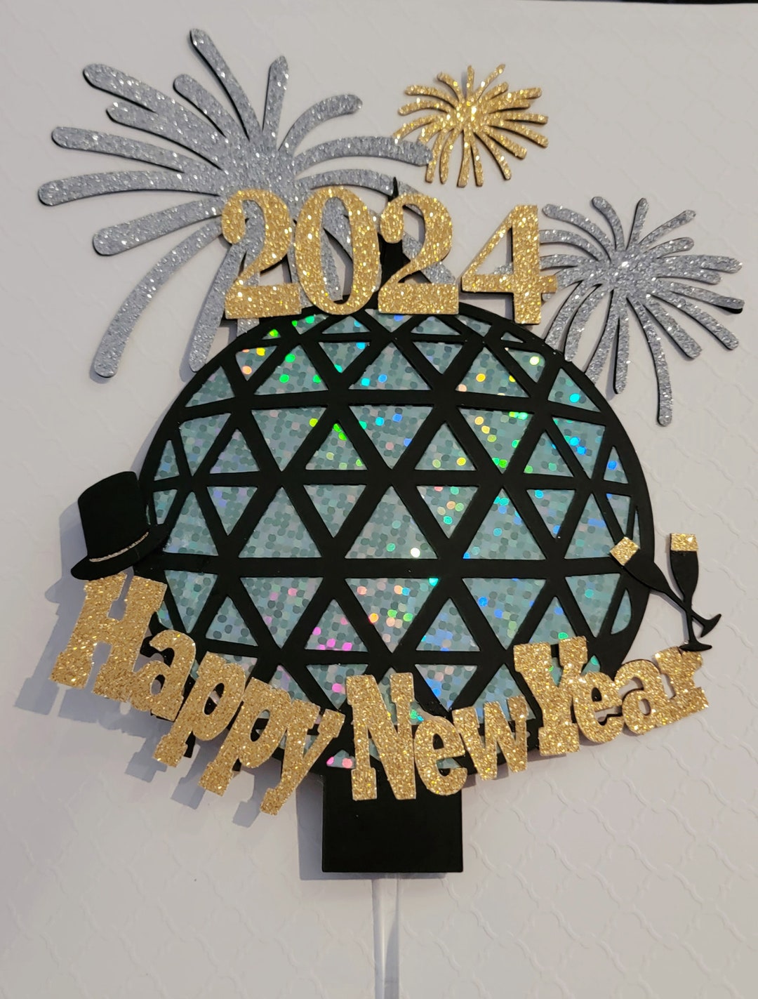 Happy New Years Ball 2024 Cake Topper Happy New Year Cake Etsy