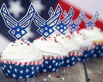 Decorazioni per cupcake militari dell'aeronautica e della marina, decorazioni per feste militari