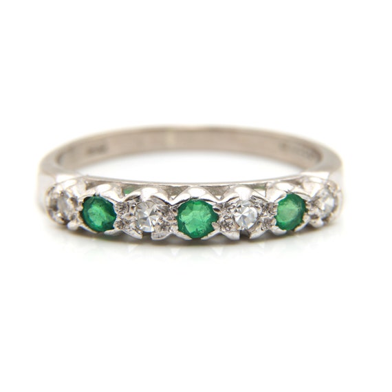 Emerald diamond ring, emerald eternity ring, emera