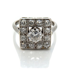 Antique Diamond Engagement Ring, Art Deco Diamond Ring, Antique Diamond Ring, Square Diamond Ring