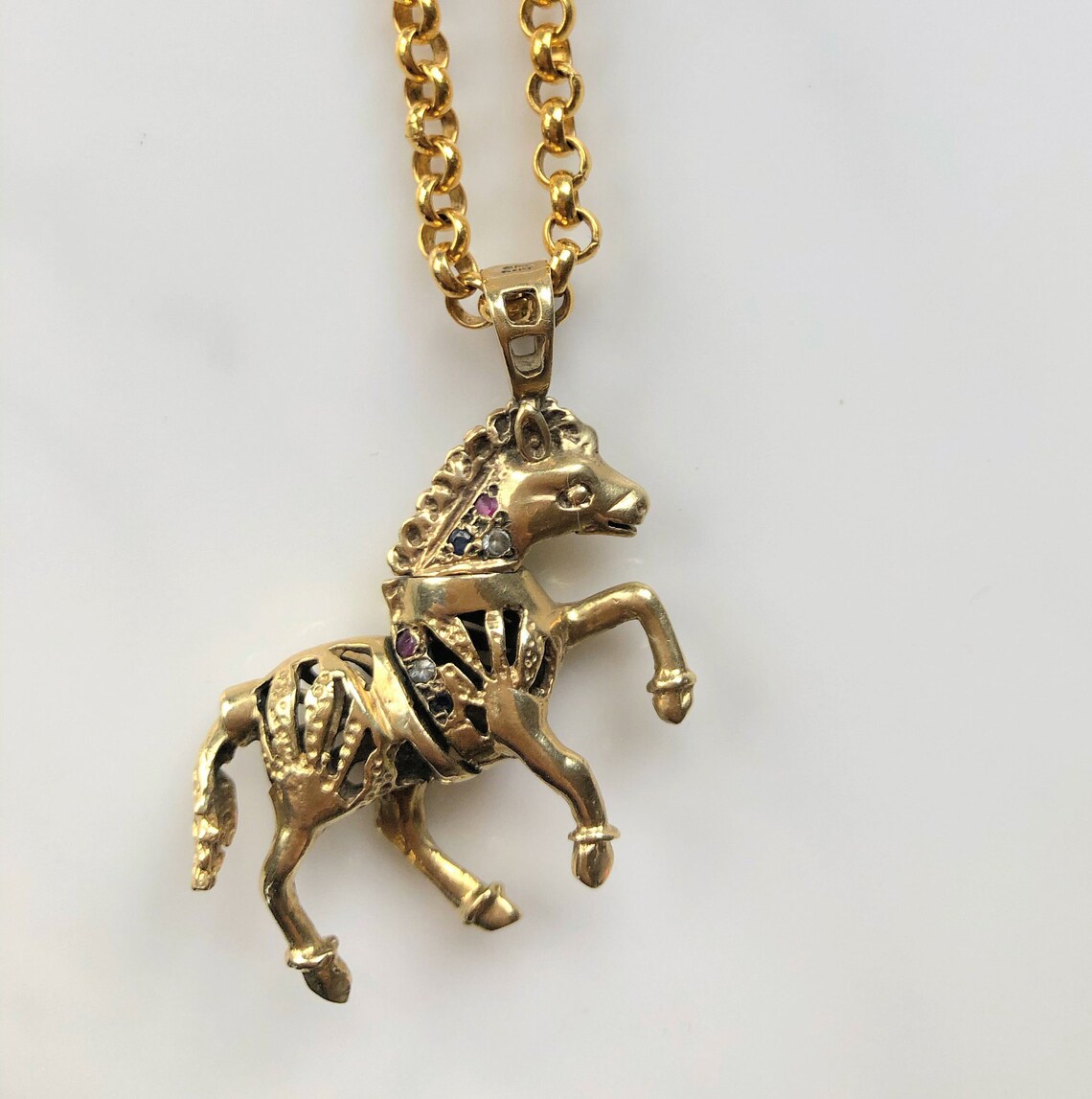 Gold Horse Pendant Gold Horse Necklace Moveable Gold Horse Etsy UK