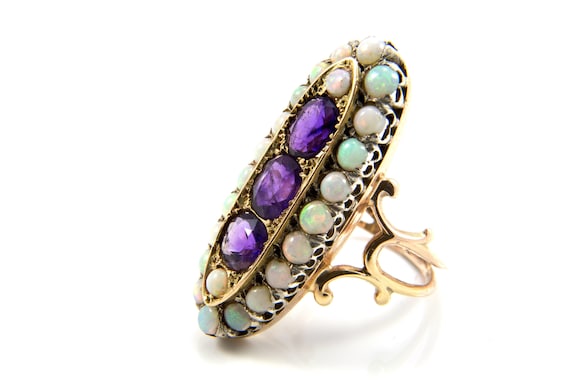 Antique Amethyst Ring, Amethyst Cocktail Ring, Ame