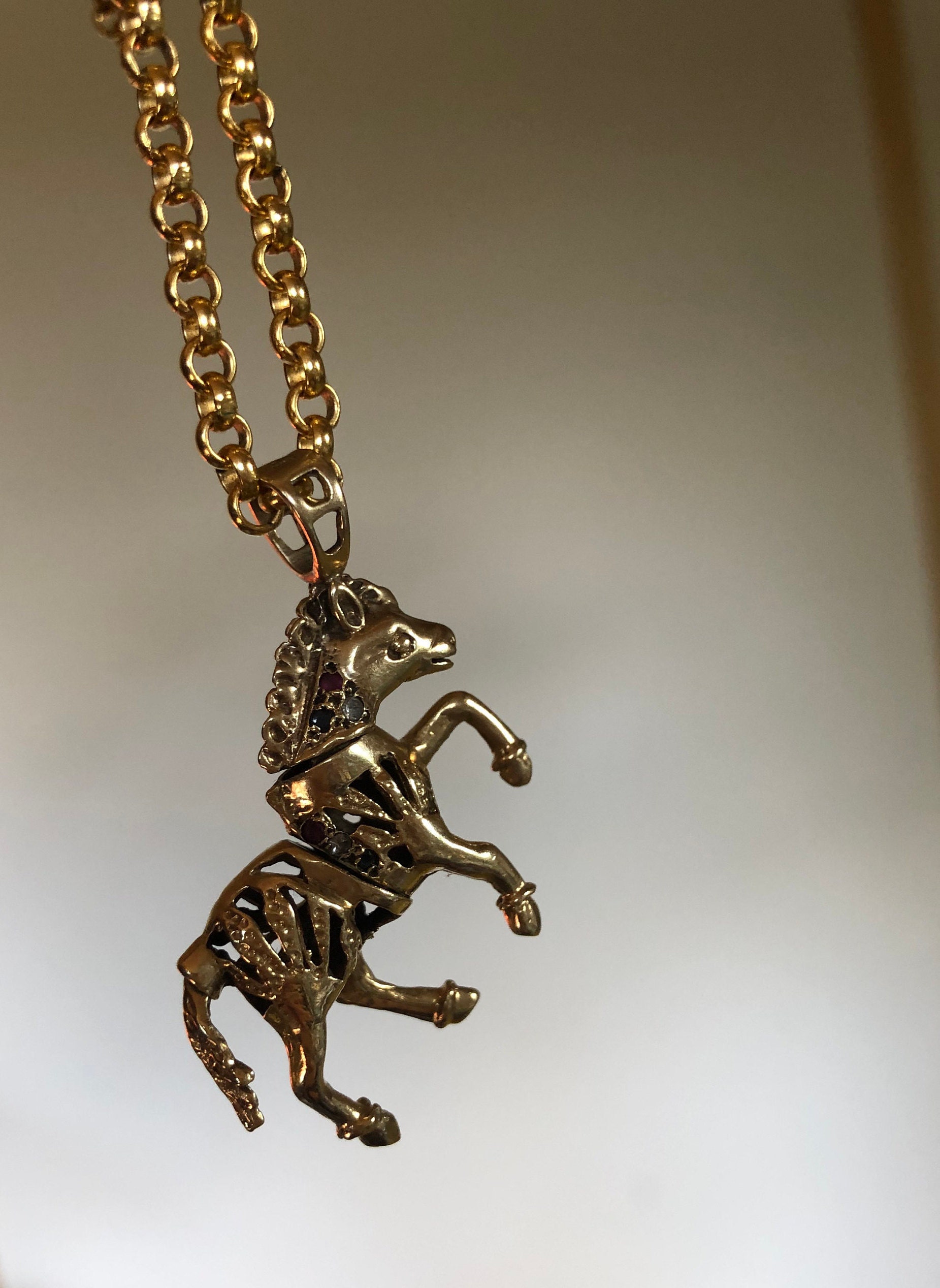 Gold Horse Pendant Gold Horse Necklace Moveable Gold Horse Etsy UK