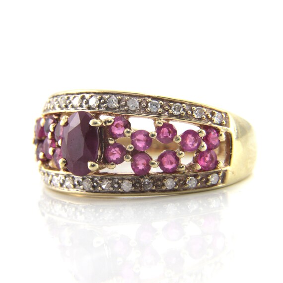 Ruby cluster ring, ruby diamond cluster, ruby diam